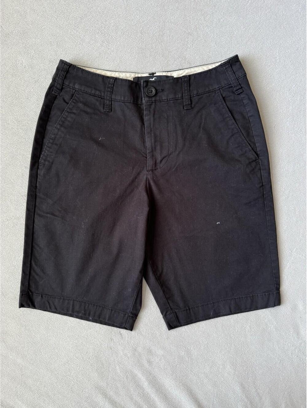Hollister Epic Flex Flat Front Shorts Black Chino Casual Stretch Womens 26